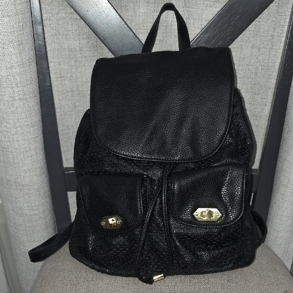 Steve Madden Black Backpack with Gold Accents